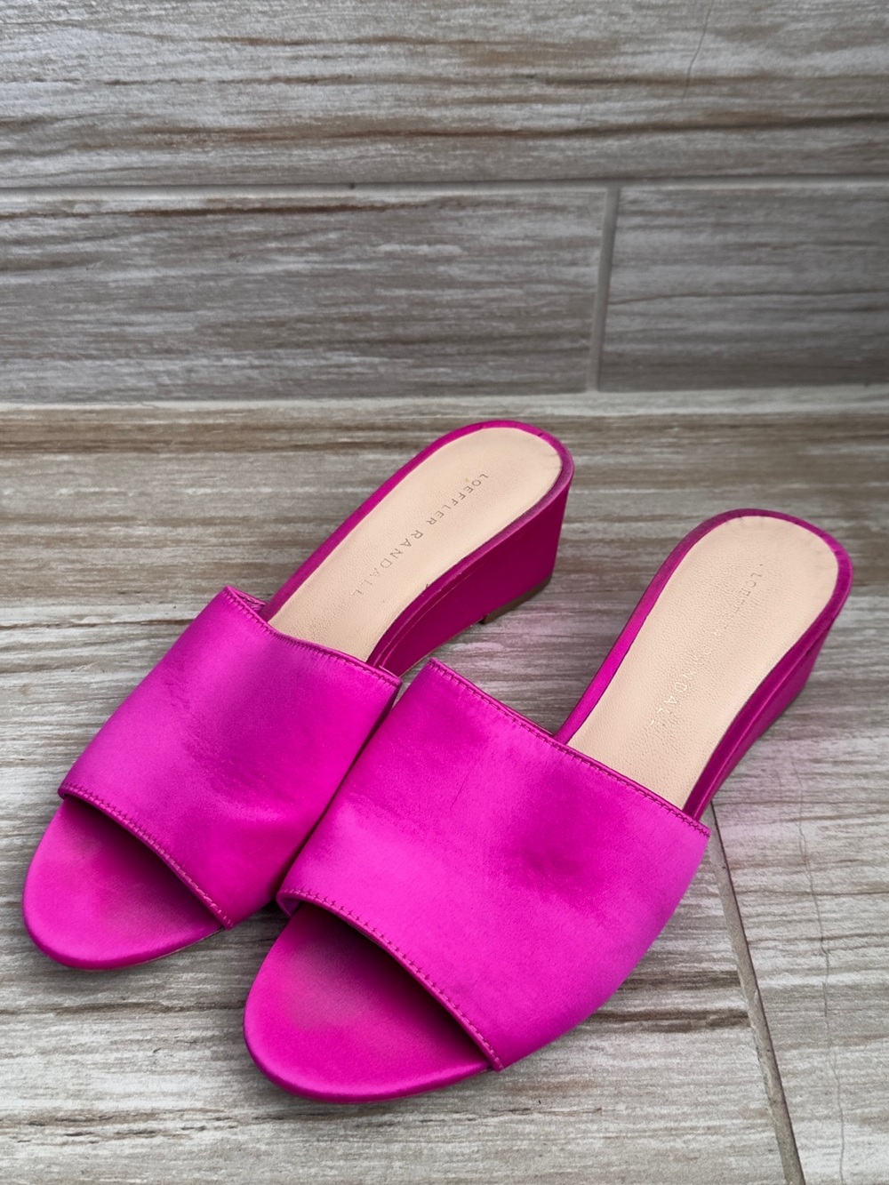 Loeffler Randall Tilly-Sat Fuchsia Pink Satin Slip-On Wedge
